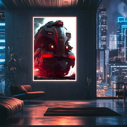 Dystopia Train Poster – Redstorm Vanguard | Awe-Inspiring Wall Art for Sci-Fi & Fantasy Train Enthusiasts | Unique and Exclusive Artwork