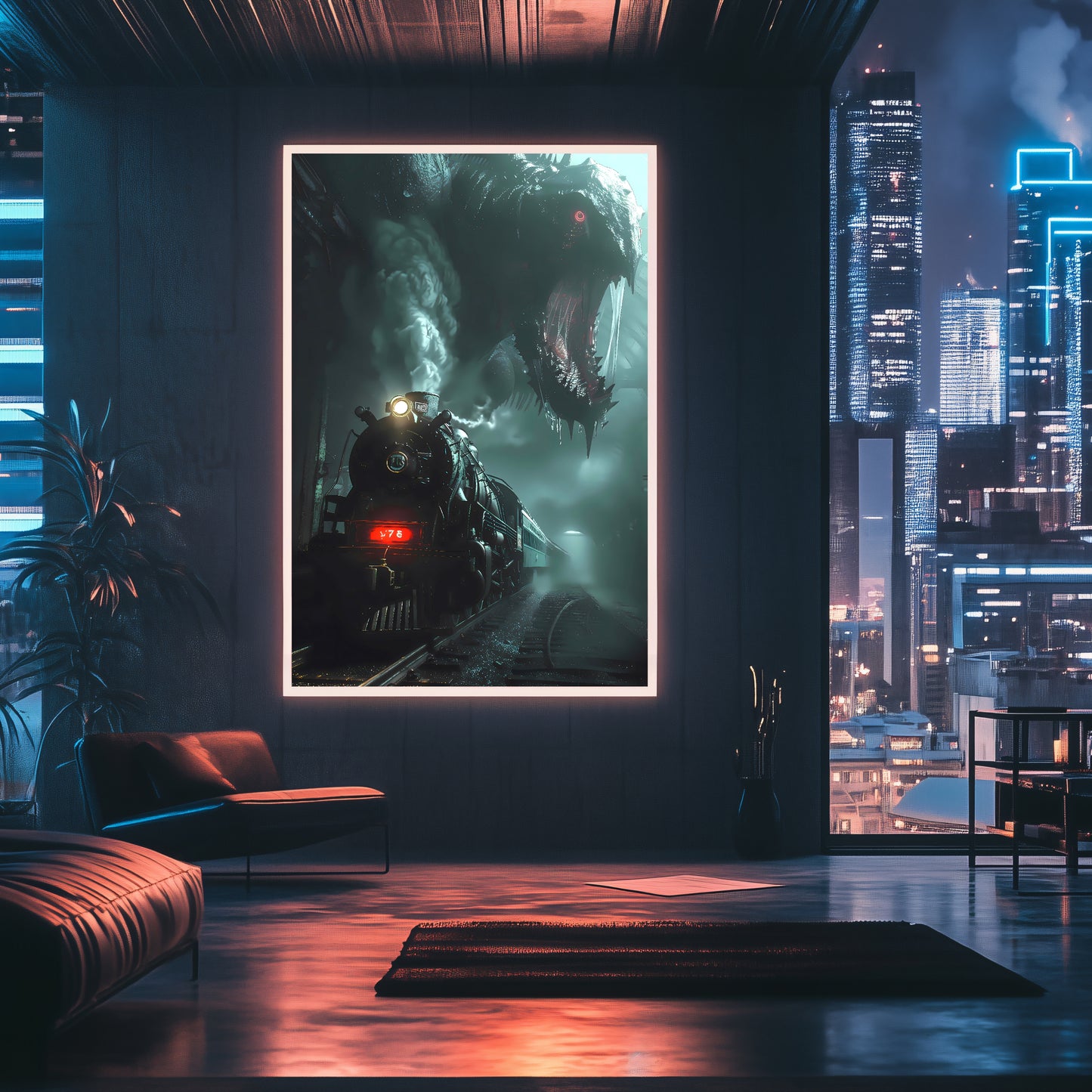 Fantasy Train Poster – Dragonbane Express | Awe-Inspiring Wall Art for Sci-Fi & Fantasy Train Enthusiasts | Unique and Exclusive Artwork