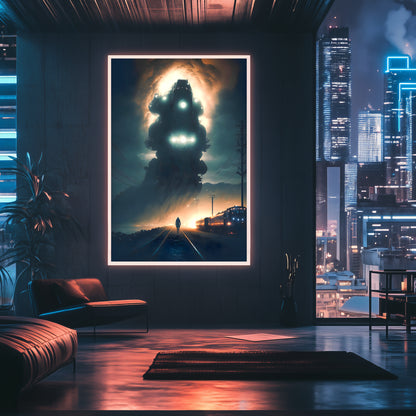 Post-Apocalyptic Train Poster – The Unyielding Monolith | Awe-Inspiring Wall Art for Sci-Fi & Fantasy Train Enthusiasts | Unique and Exclusive Artwork