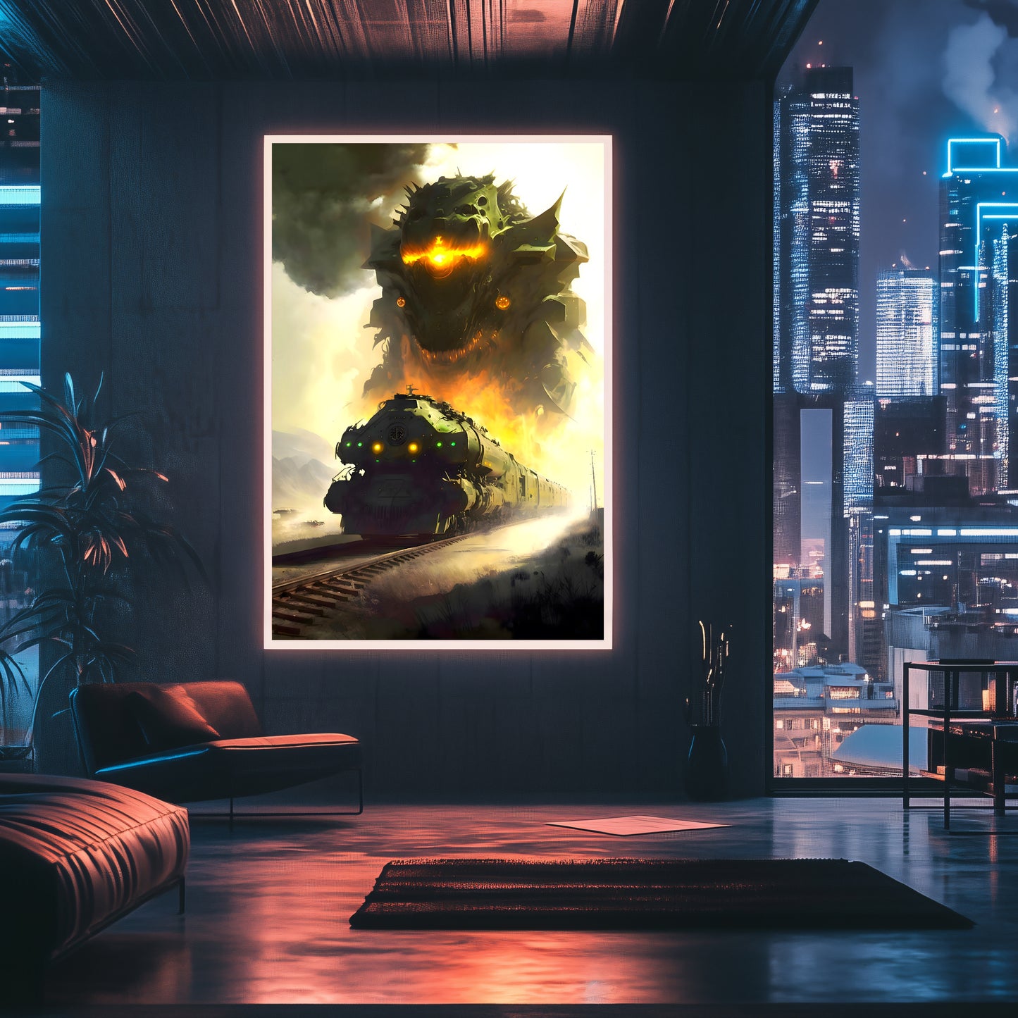 Fantasy Train Poster – Viridian Wyrmhauler | Awe-Inspiring Wall Art for Sci-Fi & Fantasy Train Enthusiasts | Unique and Exclusive Artwork