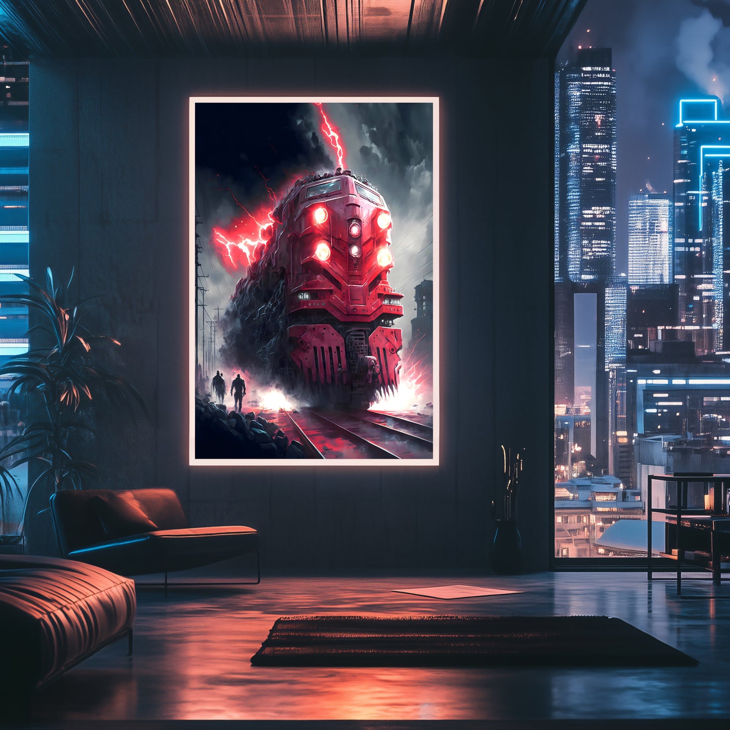 Wasteland Train Poster – Crimson Maelstrom | Awe-Inspiring Wall Art for Sci-Fi & Fantasy Train Enthusiasts | Unique and Exclusive Artwork