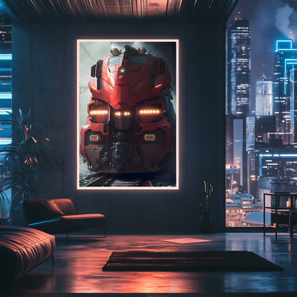 Diesel Train Poster – Crimson Thunderclad | Awe-Inspiring Wall Art for Sci-Fi & Fantasy Train Enthusiasts | Unique and Exclusive Artwork