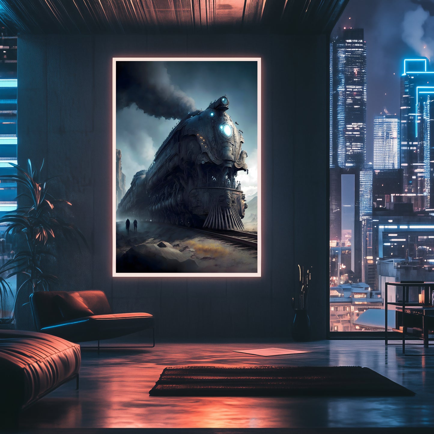Dystopia Train Poster – Titanforge Paladin | Awe-Inspiring Wall Art for Sci-Fi & Fantasy Train Enthusiasts | Unique and Exclusive Artwork
