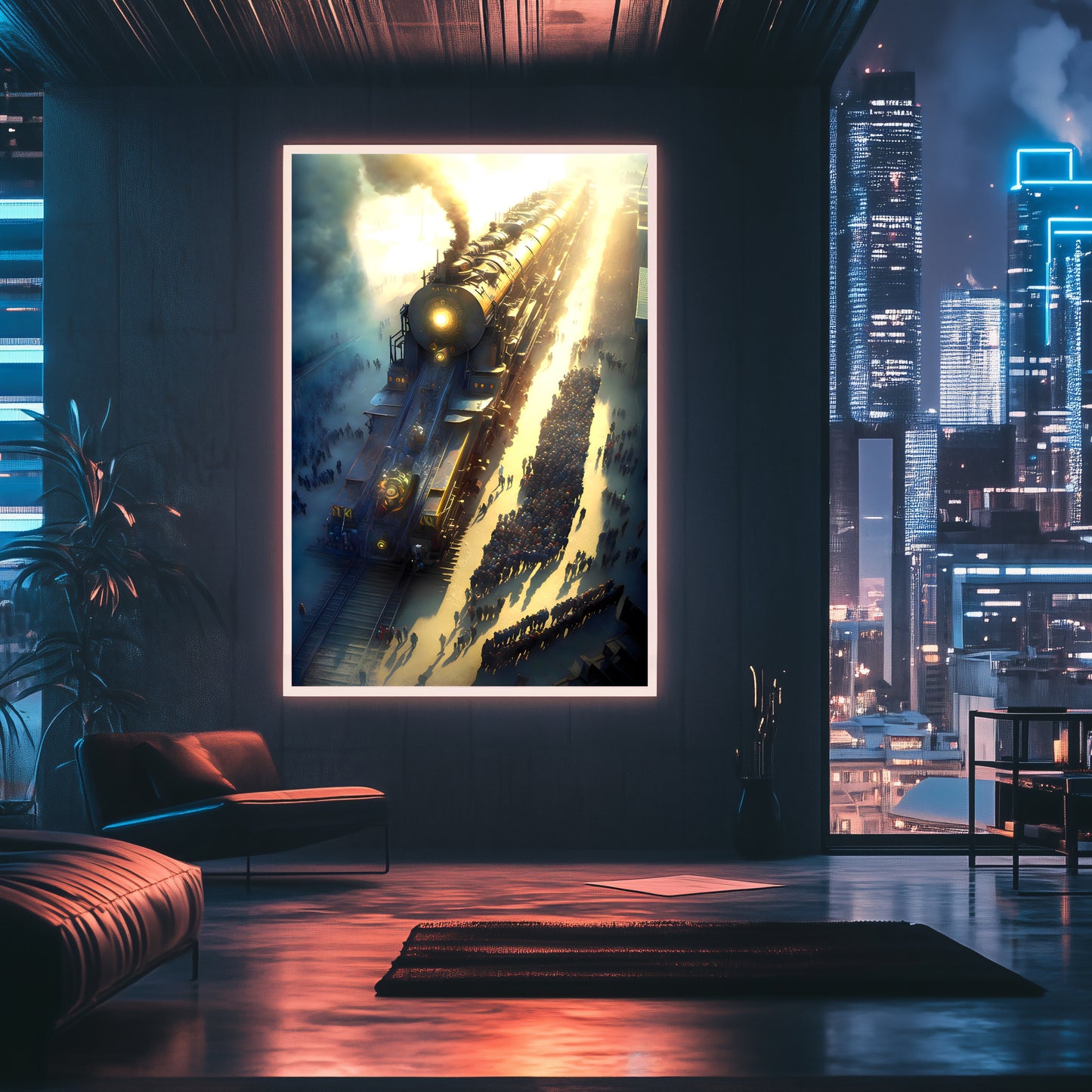 Steampunk Train Poster – Behemoth Boy | Awe-Inspiring Wall Art for Sci-Fi & Fantasy Train Enthusiasts | Unique and Exclusive Artwork