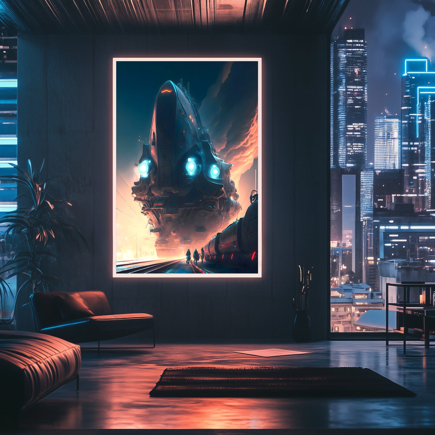Cyberpunk Train Poster – Hyperion Elysian Metrocore | Awe-Inspiring Wall Art for Sci-Fi & Fantasy Train Enthusiasts | Unique and Exclusive Artwork