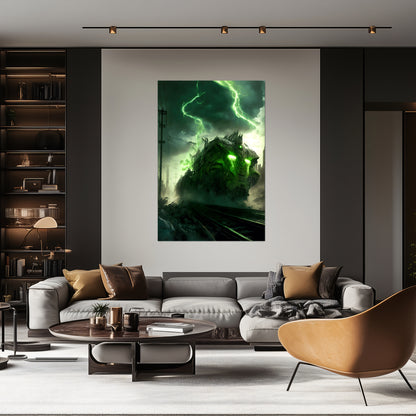 Zombie Train Poster – Wraithstorm Oppressor | Awe-Inspiring Wall Art for Sci-Fi & Fantasy Train Enthusiasts | Unique and Exclusive Artwork