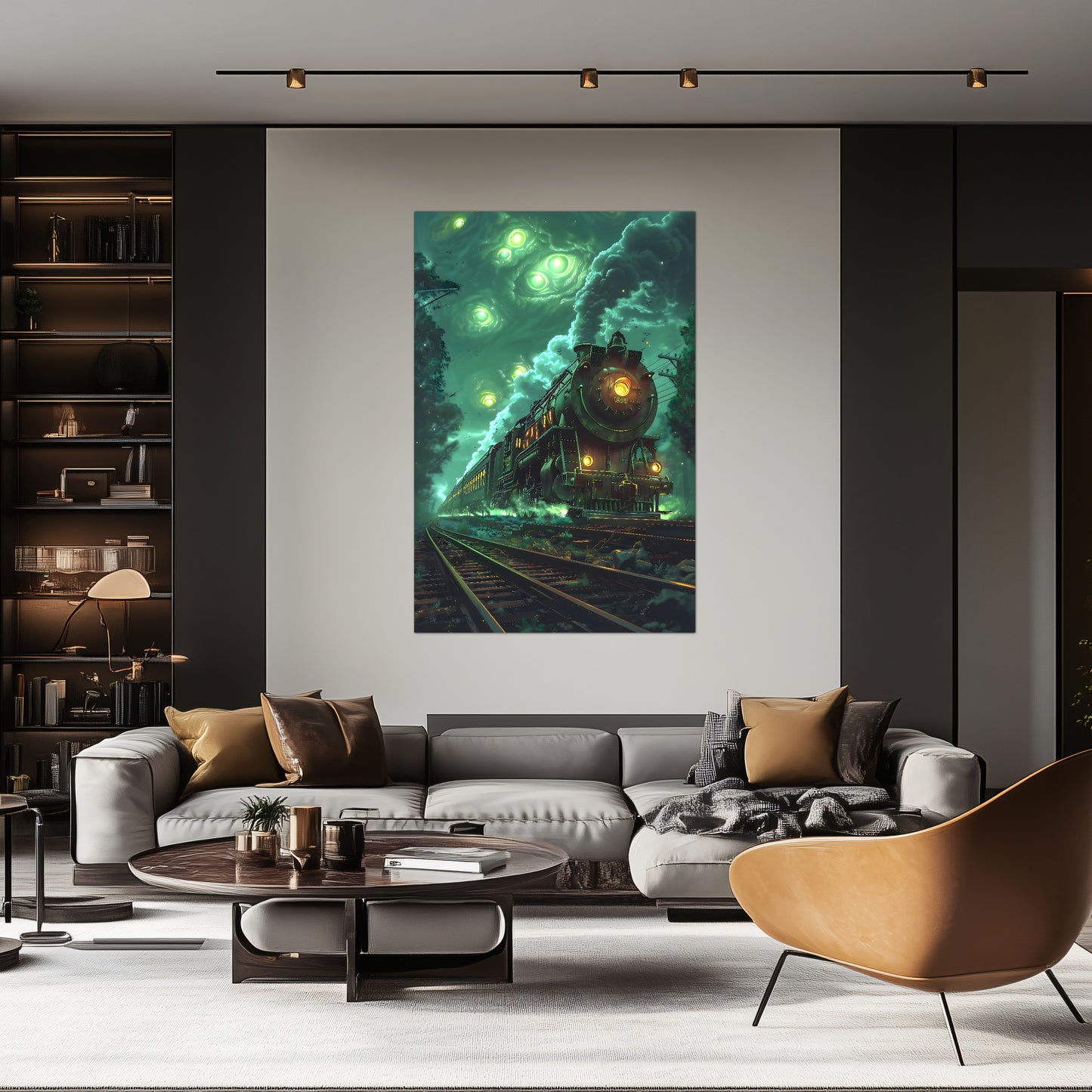 Fantasy Train Poster – The Emerald Phantom | Awe-Inspiring Wall Art for Sci-Fi & Fantasy Train Enthusiasts | Unique and Exclusive Artwork