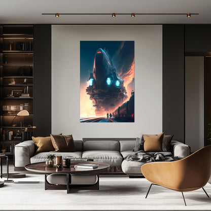 Cyberpunk Train Poster – Hyperion Elysian Metrocore | Awe-Inspiring Wall Art for Sci-Fi & Fantasy Train Enthusiasts | Unique and Exclusive Artwork