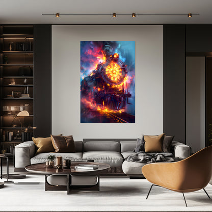 Steampunk Train Poster – Eternal Engine | Awe-Inspiring Wall Art for Sci-Fi & Fantasy Train Enthusiasts | Unique and Exclusive Artwork