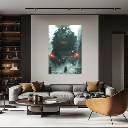 Dystopia Train Poster – Iron Predator | Awe-Inspiring Wall Art for Sci-Fi & Fantasy Train Enthusiasts | Unique and Exclusive Artwork