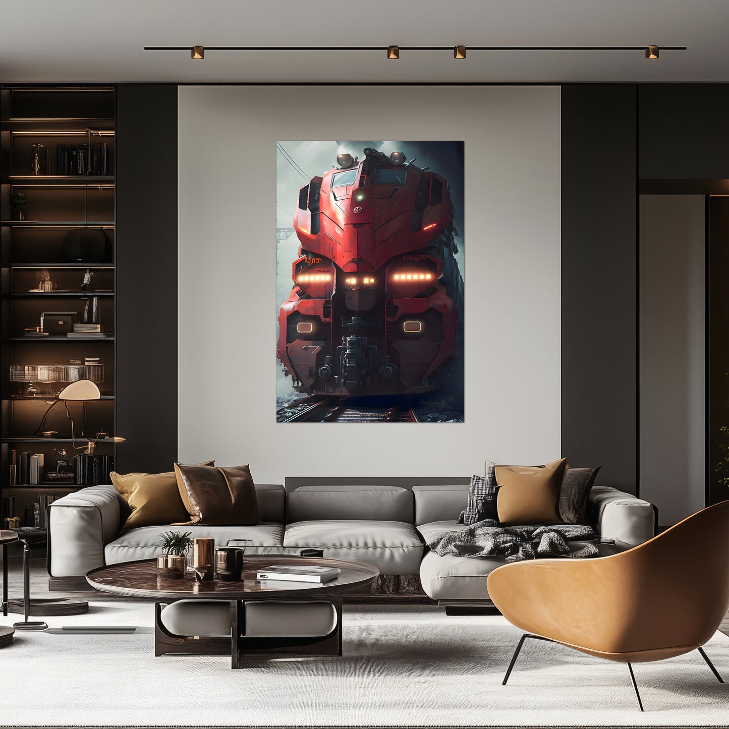 Diesel Train Poster – Crimson Thunderclad | Awe-Inspiring Wall Art for Sci-Fi & Fantasy Train Enthusiasts | Unique and Exclusive Artwork