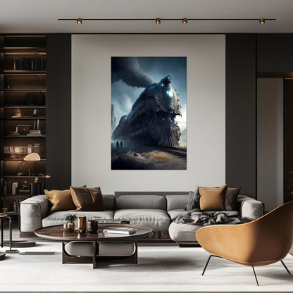 Dystopia Train Poster – Titanforge Paladin | Awe-Inspiring Wall Art for Sci-Fi & Fantasy Train Enthusiasts | Unique and Exclusive Artwork