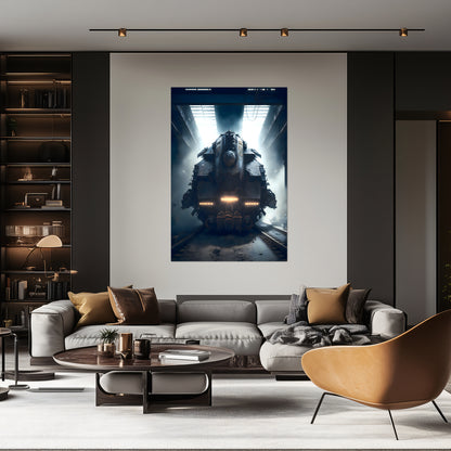 Diesel Train Poster – Aeternum Custos | Awe-Inspiring Wall Art for Sci-Fi & Fantasy Train Enthusiasts | Unique and Exclusive Artwork