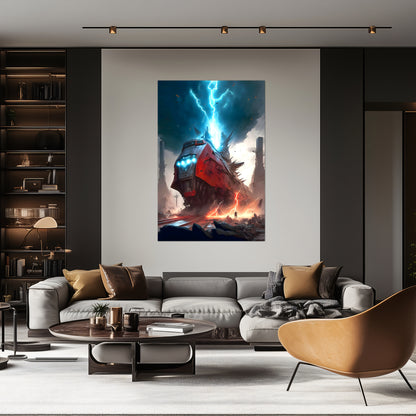 Wasteland Train Poster – Abaddon’s Wrath | Awe-Inspiring Wall Art for Sci-Fi & Fantasy Train Enthusiasts | Unique and Exclusive Artwork
