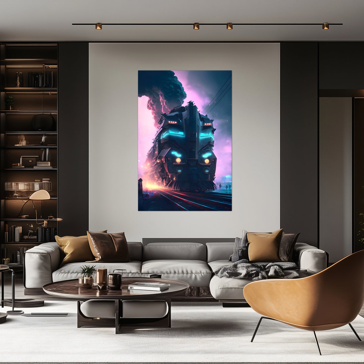 Cyberpunk Train Poster – Neon Hauler | Awe-Inspiring Wall Art for Sci-Fi & Fantasy Train Enthusiasts | Unique and Exclusive Artwork
