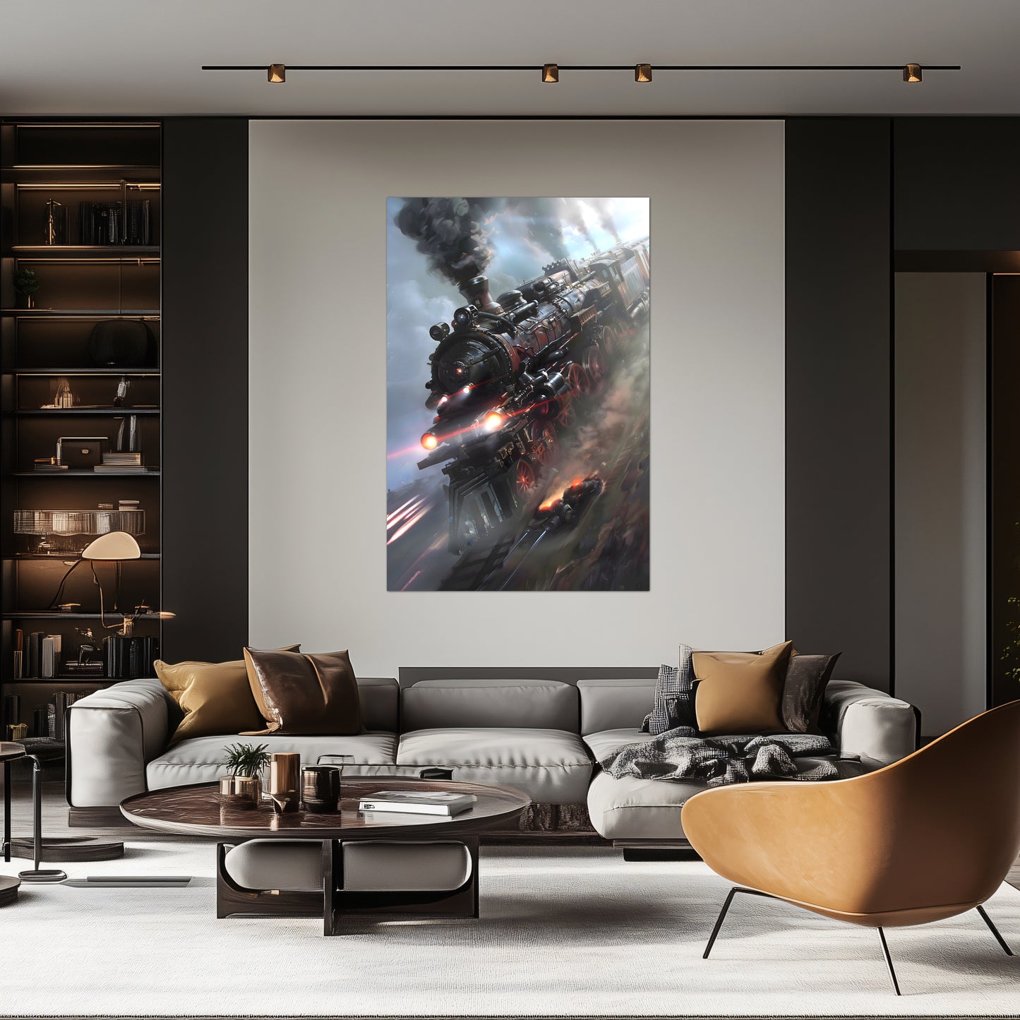 Steampunk Train Poster – Blitzfire Express | Awe-Inspiring Wall Art for Sci-Fi & Fantasy Train Enthusiasts | Unique and Exclusive Artwork