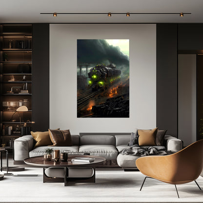 Zombie Train Poster – Dreadcrave Collector | Awe-Inspiring Wall Art for Sci-Fi & Fantasy Train Enthusiasts | Unique and Exclusive Artwork