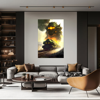 Fantasy Train Poster – Viridian Wyrmhauler | Awe-Inspiring Wall Art for Sci-Fi & Fantasy Train Enthusiasts | Unique and Exclusive Artwork