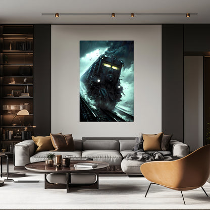 Zombie Train Poster – The Grim Hauler | Awe-Inspiring Wall Art for Sci-Fi & Fantasy Train Enthusiasts | Unique and Exclusive Artwork