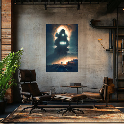 Post-Apocalyptic Train Poster – The Unyielding Monolith | Awe-Inspiring Wall Art for Sci-Fi & Fantasy Train Enthusiasts | Unique and Exclusive Artwork