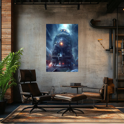 Post-Apocalyptic Train Poster – Winterborn Thunderheart | Awe-Inspiring Wall Art for Sci-Fi & Fantasy Train Enthusiasts | Unique and Exclusive Artwork