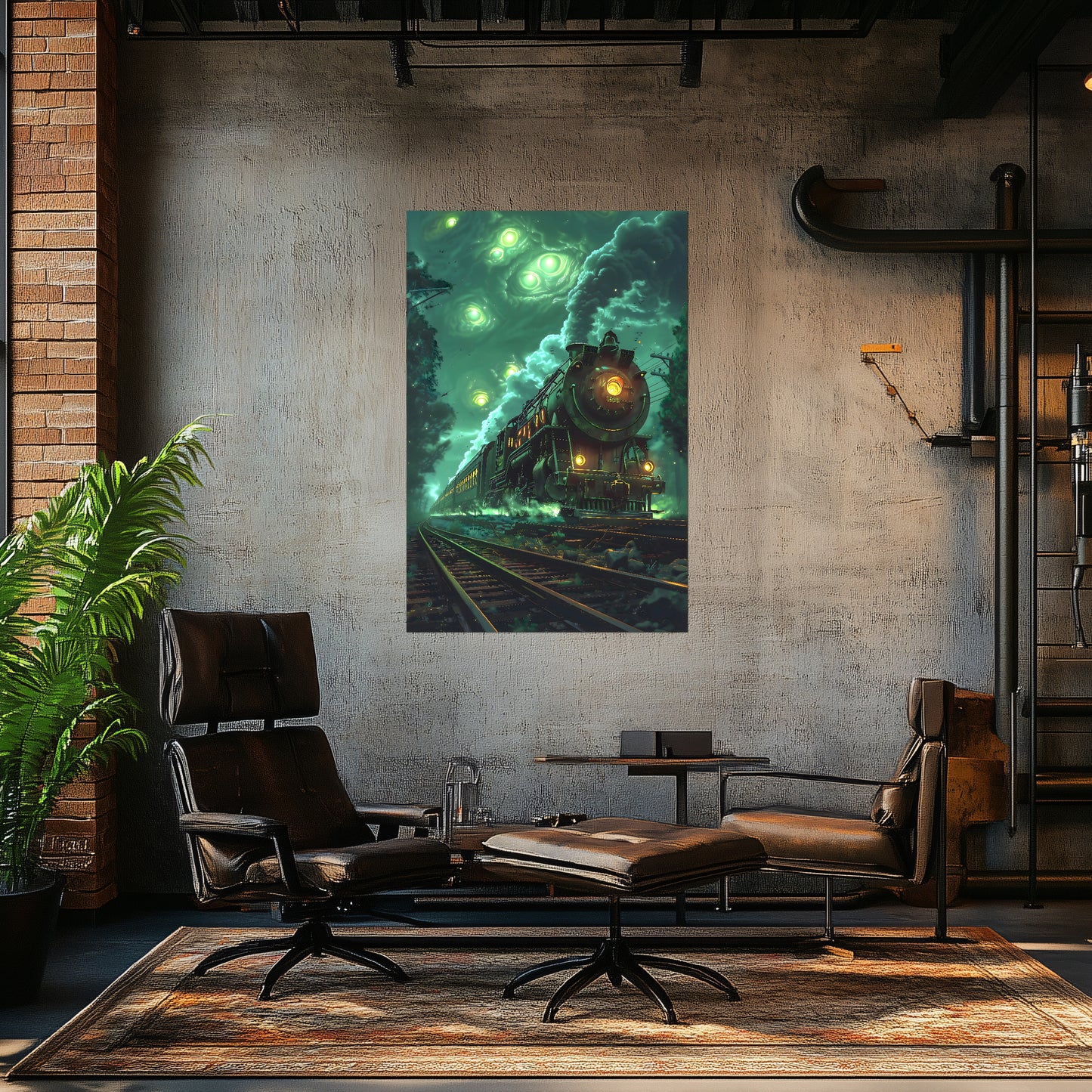 Fantasy Train Poster – The Emerald Phantom | Awe-Inspiring Wall Art for Sci-Fi & Fantasy Train Enthusiasts | Unique and Exclusive Artwork