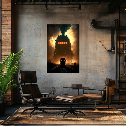 Post-Apocalyptic Train Poster – The Endbringer | Awe-Inspiring Wall Art for Sci-Fi & Fantasy Train Enthusiasts | Unique and Exclusive Artwork