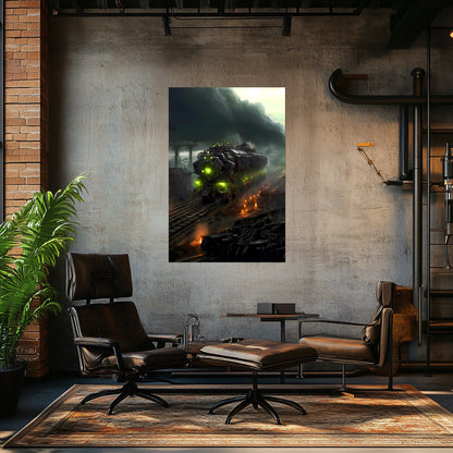 Zombie Train Poster – Dreadcrave Collector | Awe-Inspiring Wall Art for Sci-Fi & Fantasy Train Enthusiasts | Unique and Exclusive Artwork