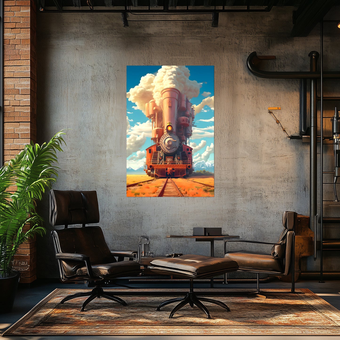 Steampunk Train Poster – Buffalo | Awe-Inspiring Wall Art for Sci-Fi & Fantasy Train Enthusiasts | Unique and Exclusive Artwork