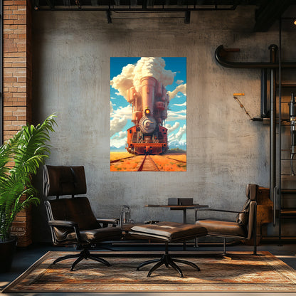 Steampunk Train Poster – Buffalo | Awe-Inspiring Wall Art for Sci-Fi & Fantasy Train Enthusiasts | Unique and Exclusive Artwork
