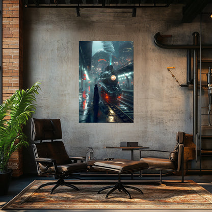 Dystopia Train Poster – Solarwind Express | Awe-Inspiring Wall Art for Sci-Fi & Fantasy Train Enthusiasts | Unique and Exclusive Artwork