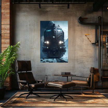Diesel Train Poster – Frostbreaker Jugger | Awe-Inspiring Wall Art for Sci-Fi & Fantasy Train Enthusiasts | Unique and Exclusive Artwork