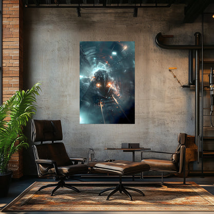 Cyberpunk Train Poster – Nightblade Crusader | Awe-Inspiring Wall Art for Sci-Fi & Fantasy Train Enthusiasts | Unique and Exclusive Artwork