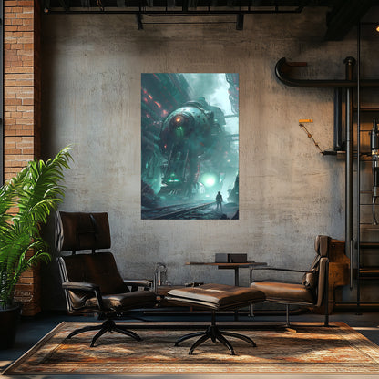 Cyberpunk Train Poster – Epitome One | Awe-Inspiring Wall Art for Sci-Fi & Fantasy Train Enthusiasts | Unique and Exclusive Artwork