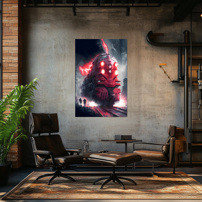 Wasteland Train Poster – Crimson Maelstrom | Awe-Inspiring Wall Art for Sci-Fi & Fantasy Train Enthusiasts | Unique and Exclusive Artwork