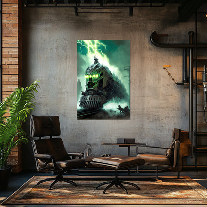 Zombie Train Poster – Hellforge Executor | Awe-Inspiring Wall Art for Sci-Fi & Fantasy Train Enthusiasts | Unique and Exclusive Artwork