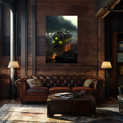 Zombie Train Poster – Dreadcrave Collector | Awe-Inspiring Wall Art for Sci-Fi & Fantasy Train Enthusiasts | Unique and Exclusive Artwork