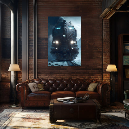 Diesel Train Poster – Frostbreaker Jugger | Awe-Inspiring Wall Art for Sci-Fi & Fantasy Train Enthusiasts | Unique and Exclusive Artwork