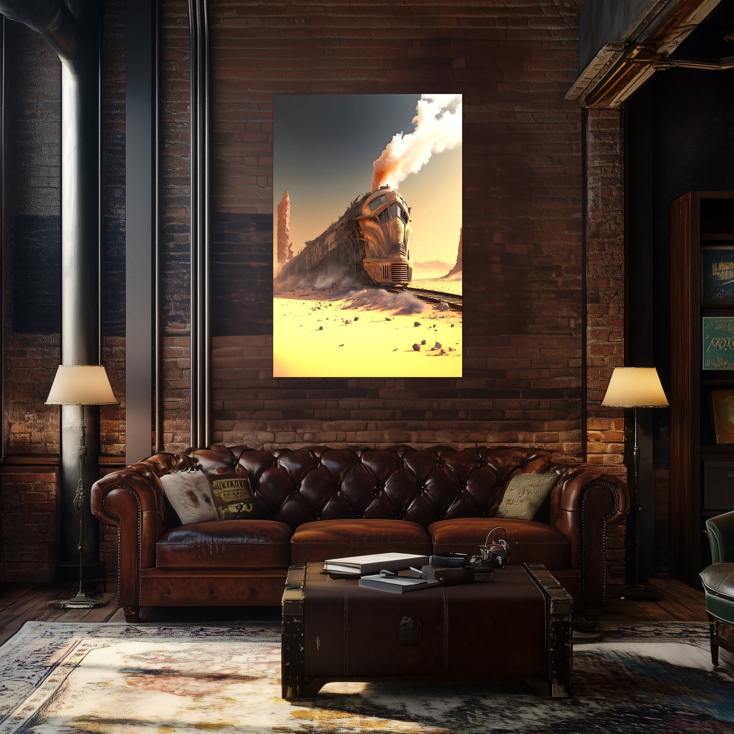Wasteland Train Poster – The Sandpiercer | Awe-Inspiring Wall Art for Sci-Fi & Fantasy Train Enthusiasts | Unique and Exclusive Artwork