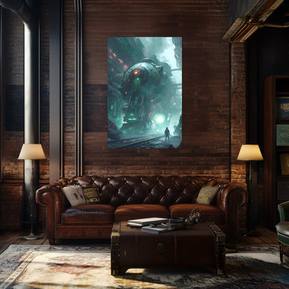 Cyberpunk Train Poster – Epitome One | Awe-Inspiring Wall Art for Sci-Fi & Fantasy Train Enthusiasts | Unique and Exclusive Artwork