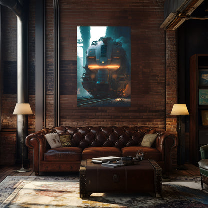 Cyberpunk Train Poster – Dreadpulse  Omnihauler | Awe-Inspiring Wall Art for Sci-Fi & Fantasy Train Enthusiasts | Unique and Exclusive Artwork