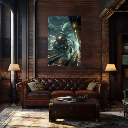 Dystopia Train Poster – Stellar Odyssey | Awe-Inspiring Wall Art for Sci-Fi & Fantasy Train Enthusiasts | Unique and Exclusive Artwork