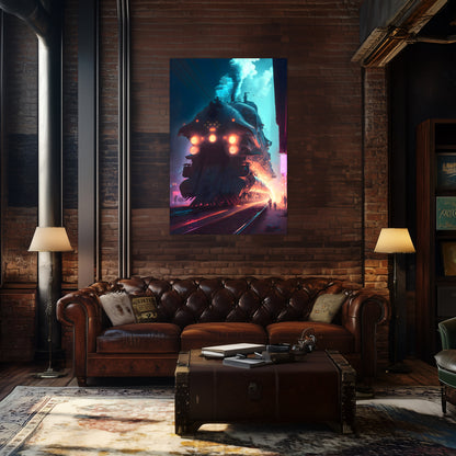 Cyberpunk Train Poster – Chromeshell Nightcrawler | Awe-Inspiring Wall Art for Sci-Fi & Fantasy Train Enthusiasts | Unique and Exclusive Artwork