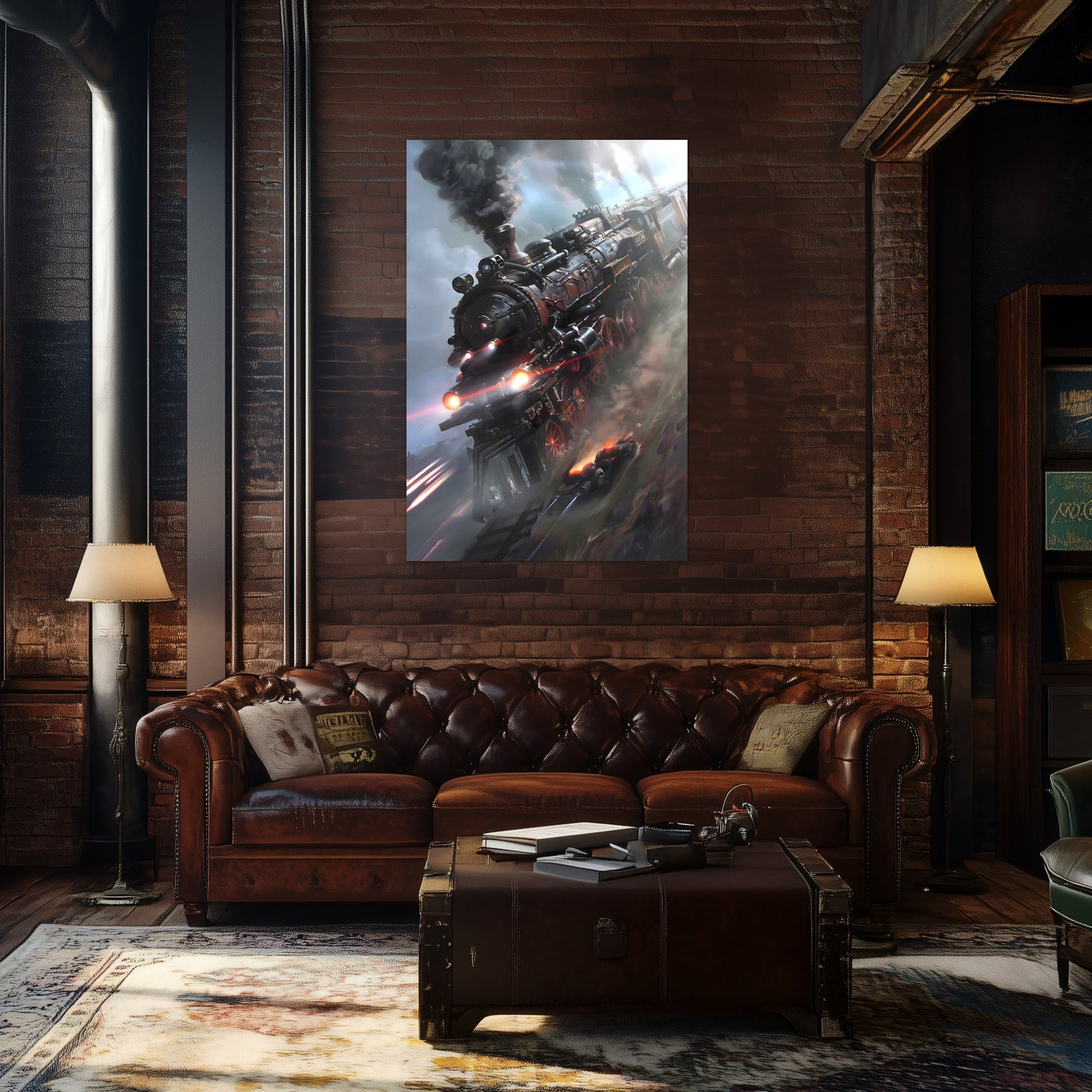 Steampunk Train Poster – Blitzfire Express | Awe-Inspiring Wall Art for Sci-Fi & Fantasy Train Enthusiasts | Unique and Exclusive Artwork