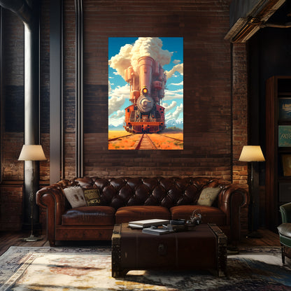 Steampunk Train Poster – Buffalo | Awe-Inspiring Wall Art for Sci-Fi & Fantasy Train Enthusiasts | Unique and Exclusive Artwork