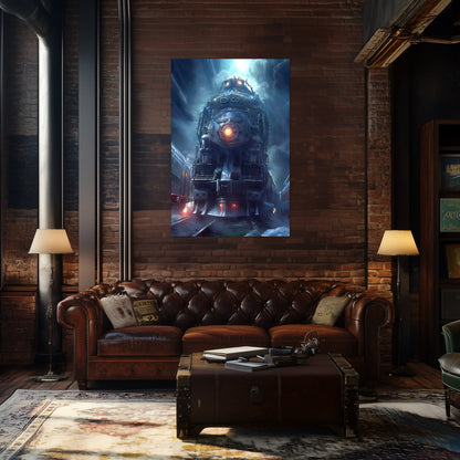 Post-Apocalyptic Train Poster – Winterborn Thunderheart | Awe-Inspiring Wall Art for Sci-Fi & Fantasy Train Enthusiasts | Unique and Exclusive Artwork