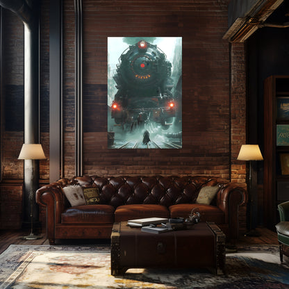 Dystopia Train Poster – Iron Predator | Awe-Inspiring Wall Art for Sci-Fi & Fantasy Train Enthusiasts | Unique and Exclusive Artwork