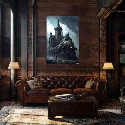 Fantasy Train Poster – Darkmist Phantom | Awe-Inspiring Wall Art for Sci-Fi & Fantasy Train Enthusiasts | Unique and Exclusive Artwork