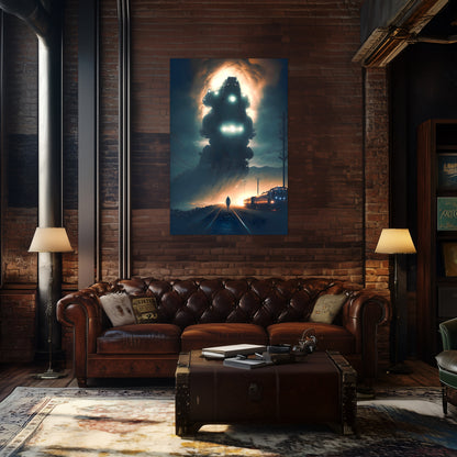 Post-Apocalyptic Train Poster – The Unyielding Monolith | Awe-Inspiring Wall Art for Sci-Fi & Fantasy Train Enthusiasts | Unique and Exclusive Artwork