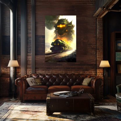 Fantasy Train Poster – Viridian Wyrmhauler | Awe-Inspiring Wall Art for Sci-Fi & Fantasy Train Enthusiasts | Unique and Exclusive Artwork